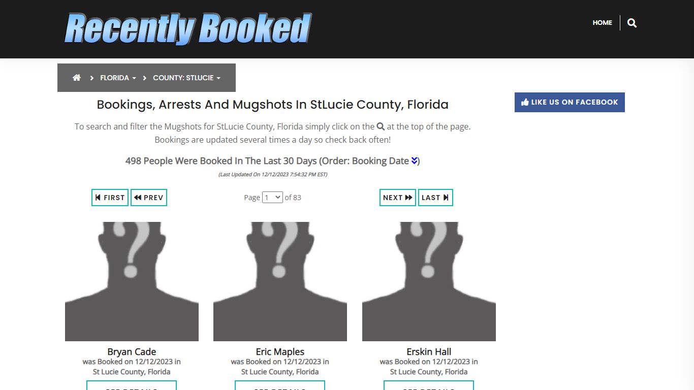 Recent bookings, Arrests, Mugshots in StLucie County, Florida